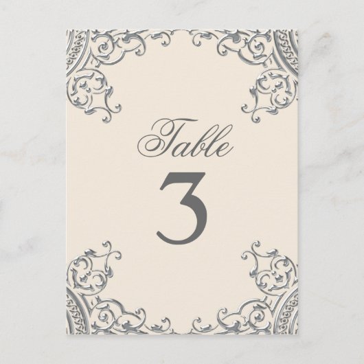 Elégante Cartes de table Mariage beige argent (Devant)