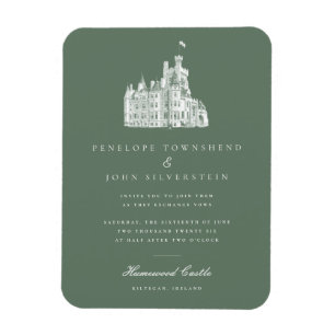 Elegante Castle Green bruiloft uitnodiging Magneet