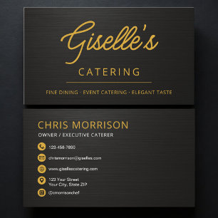 Elegante Catering Voedsel Zwart Metallic Visitekaartje