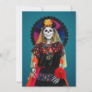 Elegante Catrina in Mexicaanse traditionele kledij Kaart