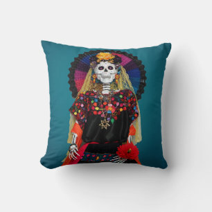 Elegante Catrina in Mexicaanse traditionele kledij Kussen