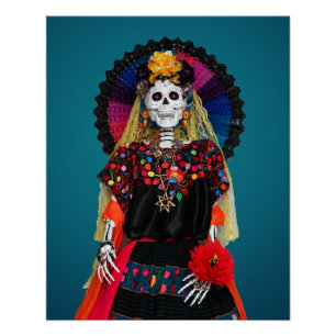 Elegante Catrina in Mexicaanse traditionele kledij Perfect Poster