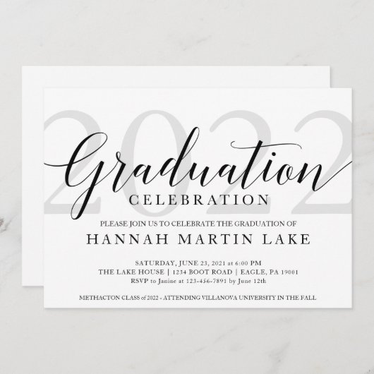 Élégante Célébration de Graduation Invitation (Devant / Derrière)