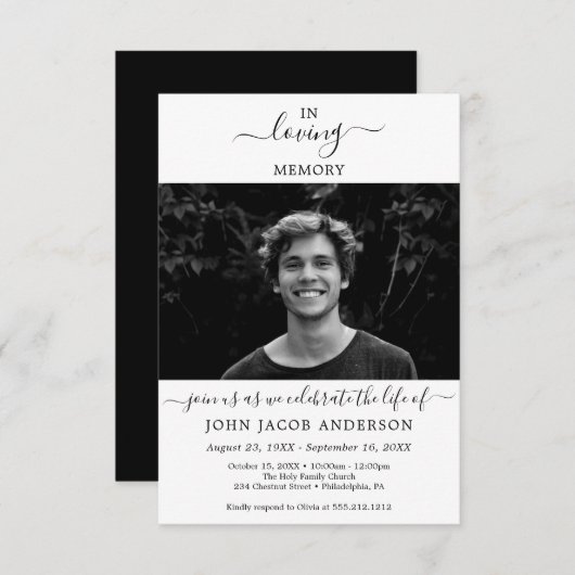 Élégante célébration de la vie Invitation avec pho (Devant / Derrière)