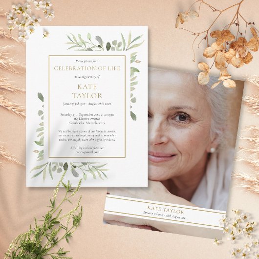 Élégante célébration de la vie Photo Invitation