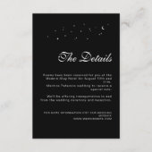Elegante Celestial Minimal Black Wedding Details Informatiekaartje (Voorkant)