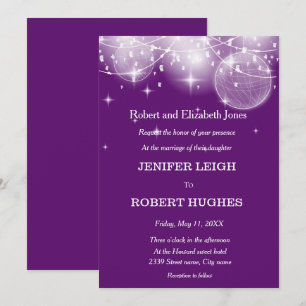 Élégante chaîne violette faire-part de mariage de