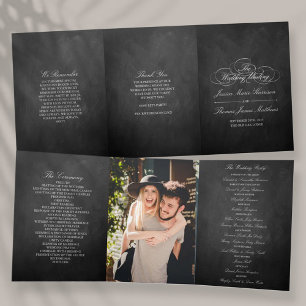 Elegante Chalkboard bruiloft Drieluik Programma