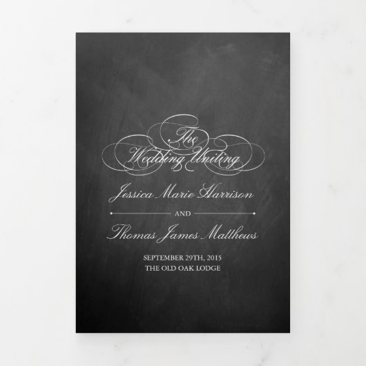 Elegante Chalkboard bruiloft Drieluik Programma (Cover)