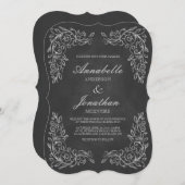 Elegante Chalkboard Filigree bruiloft uitnodiging (Voorkant / Achterkant)