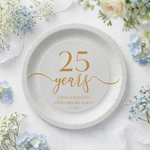 Elegante Champagne 25e trouwdag Papieren Bordje