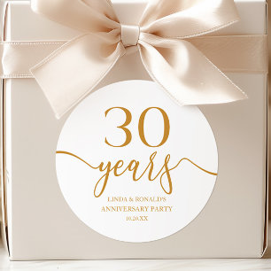 Elegante Champagne 30ste bruiloft Jubileum Ronde Sticker