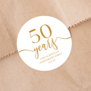 Elegante Champagne 50ste huwelijksverjaardag Ronde Sticker