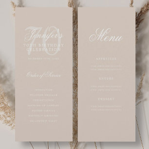 Elegante Champagne 70e verjaardag menu Kaart