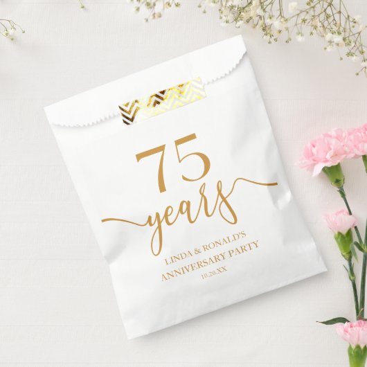 Elegante Champagne 75ste bruiloft Jubileum Bedankzakje (Gezegeld)