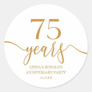 Elegante Champagne 75ste bruiloft Jubileum Ronde Sticker