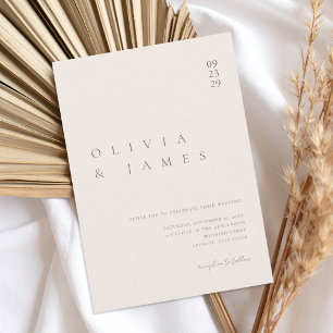 Elegante Champagne Beige minimalistische bruiloft Kaart