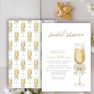 Elegante Champagne Chic Bow Script Vrijgezellenfee Kaart