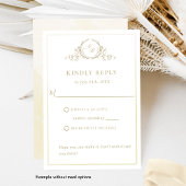 Elegante Champagne Cream Waterverf, Monogram RSVP