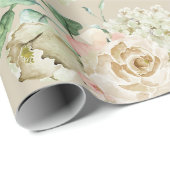 Elegante Champagne Crème Bloemige Botanische Bruil Cadeaupapier (Rol Hoek)