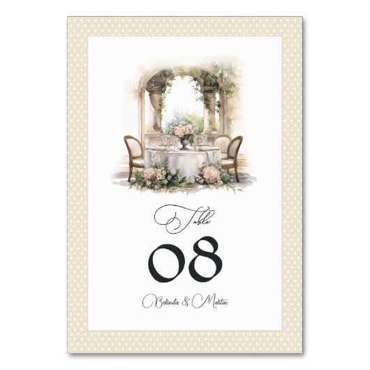 Elegante Champagne en Blush "Old Money" bruiloft Kaart (Achterkant)