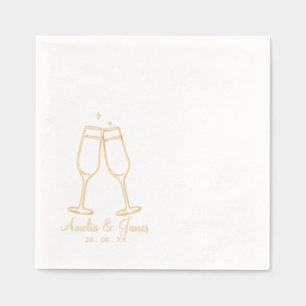 Elegante Champagne glas Cocktail Wedding Folie Servetten