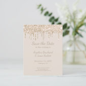 Elegante Champagne Glitter Bruiloft Save The Date Kaart (Staand voorkant)