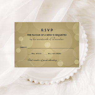 Elegante champagne goud en zwarte bruiloft RSVP kaartje