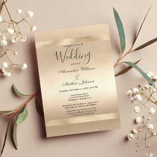 Elegante Champagne Gouden Glamour Luxe Bruiloft Kaart