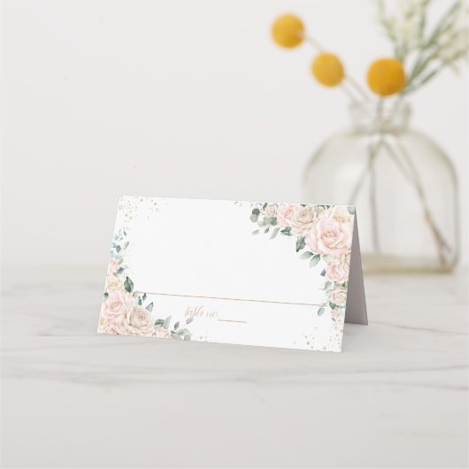 Elegante Champagne Ivoire Roze Bloemige Trouw (Achterkant)