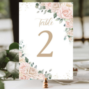 Elegante Champagne Ivoor Blush Bloemen Bruiloft Kaart
