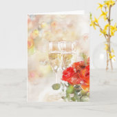 Elegante Champagne & Roos Verloving Aankondiging (Gele Bloem)