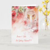 Elegante Champagne & Roos Verloving Aankondiging (Gele Bloem)