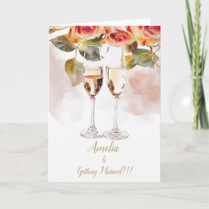 Elegante Champagne & Roos Verloving Aankondiging