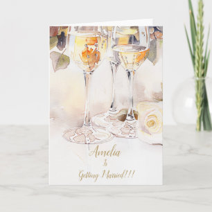 Elegante Champagne & Roos Verloving Aankondiging