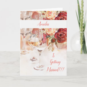 Elegante Champagne & Roos Verloving Aankondiging
