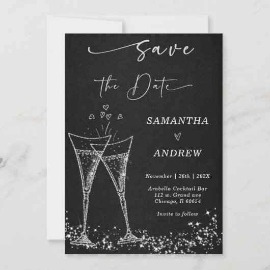 Elegante Champagne Save the Date Wedding Kaart (Voorkant)