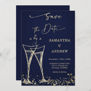 Elegante Champagne Save the Date Wedding Kaart