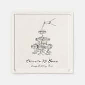 Elegante Champagne Schets Verjaardag servetten (Voorkant)