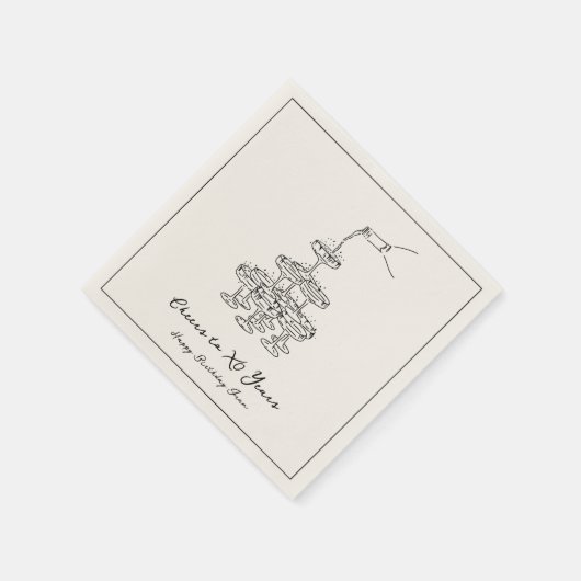 Elegante Champagne Schets Verjaardag servetten (Hoek)