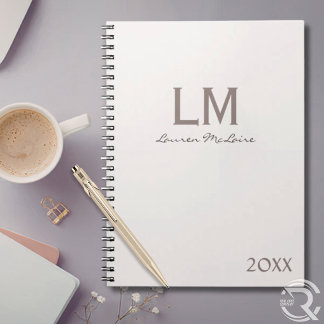 Elegante Champagne Taupe Minimalistische Monogram  Notitieboek
