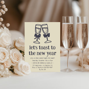 Elegante Champagne Toast Oud en Nieuw-feestje Kaart