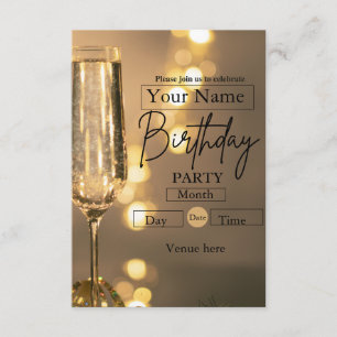 Elegante Champagne Toast Verjaardagsuitnodiging Kaart