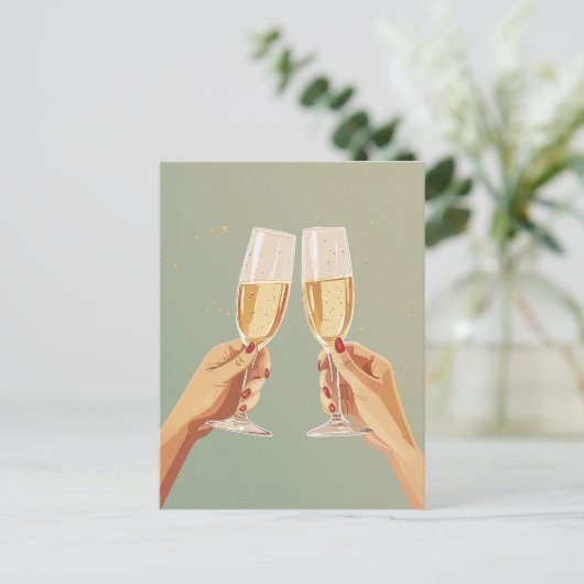Elegante champagne toast viering briefkaart (Staand voorkant)