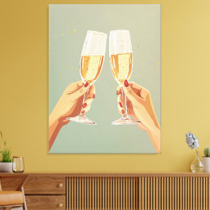 Elegante champagne toast viering canvas afdruk