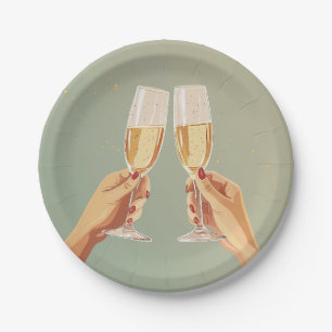 Elegante champagne toast viering papieren bordje