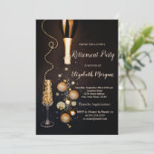 Elegante champagnefles glas pensionering  kaart (Staand voorkant)