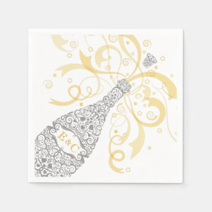 Elegante Champagnefles Papieren Servet