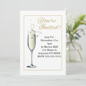 elegante champagneglas uitnodigingen (Staand voorkant)