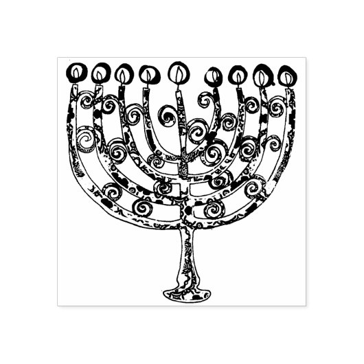 Elegante Chanoeka Menorah Kaars Rubberstempel (Afrduk)
